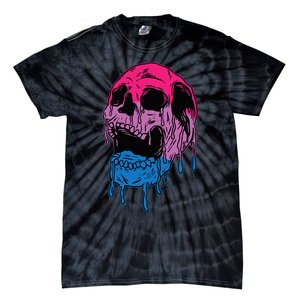 funny Subtle Bisexual Skull Bi Pride Flag Bisexuality Tie-Dye T-Shirt