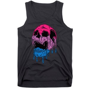 funny Subtle Bisexual Skull Bi Pride Flag Bisexuality Tank Top