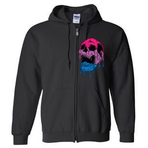 funny Subtle Bisexual Skull Bi Pride Flag Bisexuality Full Zip Hoodie