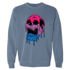 funny Subtle Bisexual Skull Bi Pride Flag Bisexuality Garment-Dyed Sweatshirt