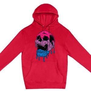 funny Subtle Bisexual Skull Bi Pride Flag Bisexuality Premium Pullover Hoodie