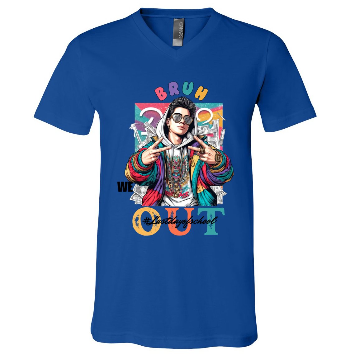 Funny Swaggy Bruh We Out For Last Day Of School Graduation Gift V-Neck T-Shirt
