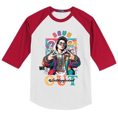 Funny Swaggy Bruh We Out For Last Day Of School Graduation Gift Kids Colorblock Raglan Jersey