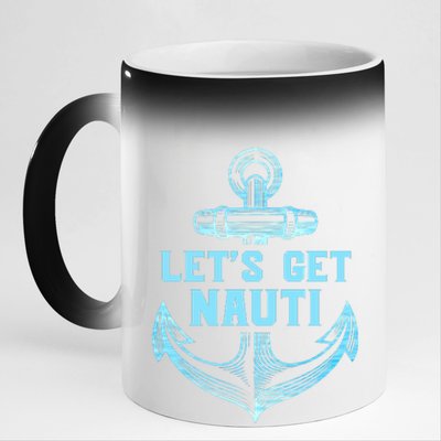 Funny Sailor Boater Gift Let's Get Nauti 11oz Black Color Changing Mug