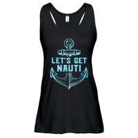 Funny Sailor Boater Gift Let's Get Nauti Ladies Essential Flowy Tank