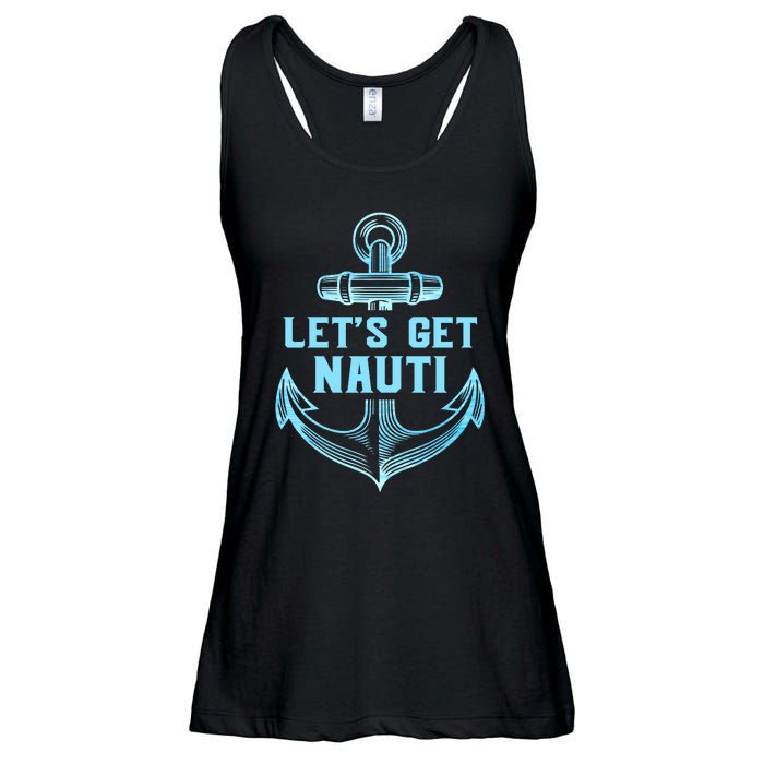 Funny Sailor Boater Gift Let's Get Nauti Ladies Essential Flowy Tank