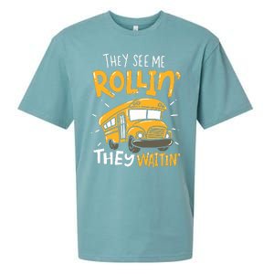 Funny School Bus Driver They See Me Rollin They Waitin Sueded Cloud Jersey T-Shirt