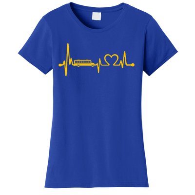 Funny School Bus Driver Gift Love School Bus Heartbeat Gift Women's T-Shirt