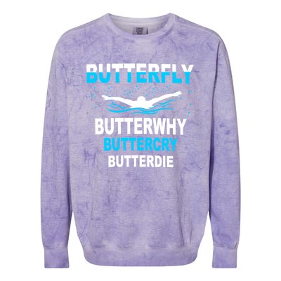 Funny Swim Butterfly Stroke Swimming Gift Funny Gift Funny Gift Colorblast Crewneck Sweatshirt