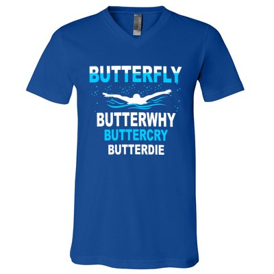 Funny Swim Butterfly Stroke Swimming Gift Funny Gift Funny Gift V-Neck T-Shirt