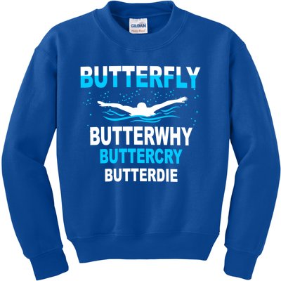 Funny Swim Butterfly Stroke Swimming Gift Funny Gift Funny Gift Kids Sweatshirt