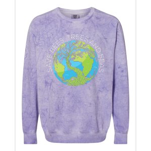 funny Save Bees Trees And Seas Climate Change Colorblast Crewneck Sweatshirt