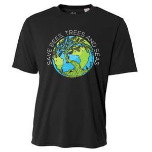 funny Save Bees Trees And Seas Climate Change Cooling Performance Crew T-Shirt