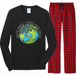 funny Save Bees Trees And Seas Climate Change Long Sleeve Pajama Set