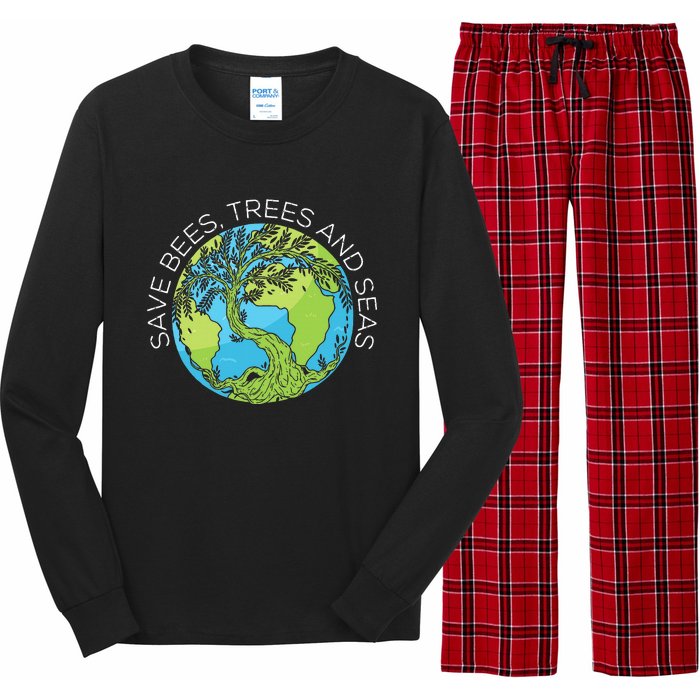 funny Save Bees Trees And Seas Climate Change Long Sleeve Pajama Set