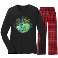 funny Save Bees Trees And Seas Climate Change Women's Long Sleeve Flannel Pajama Set 