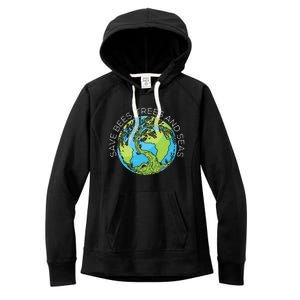 funny Save Bees Trees And Seas Climate Change Women's Fleece Hoodie