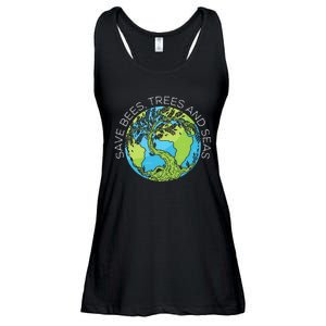 funny Save Bees Trees And Seas Climate Change Ladies Essential Flowy Tank