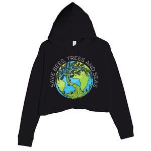 funny Save Bees Trees And Seas Climate Change Crop Fleece Hoodie