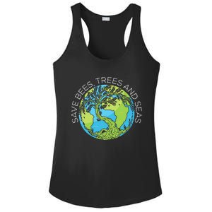 funny Save Bees Trees And Seas Climate Change Ladies PosiCharge Competitor Racerback Tank