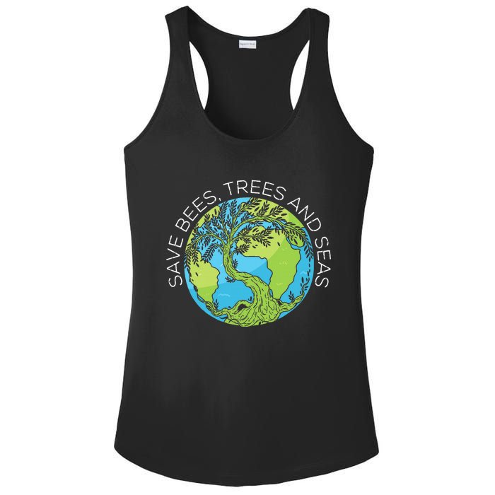 funny Save Bees Trees And Seas Climate Change Ladies PosiCharge Competitor Racerback Tank