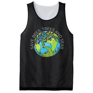 funny Save Bees Trees And Seas Climate Change Mesh Reversible Basketball Jersey Tank