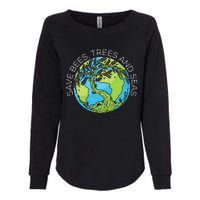 funny Save Bees Trees And Seas Climate Change Womens California Wash Sweatshirt