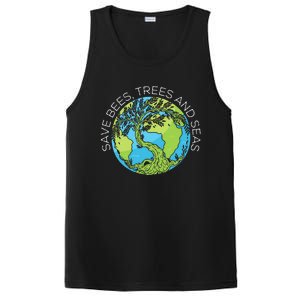 funny Save Bees Trees And Seas Climate Change PosiCharge Competitor Tank