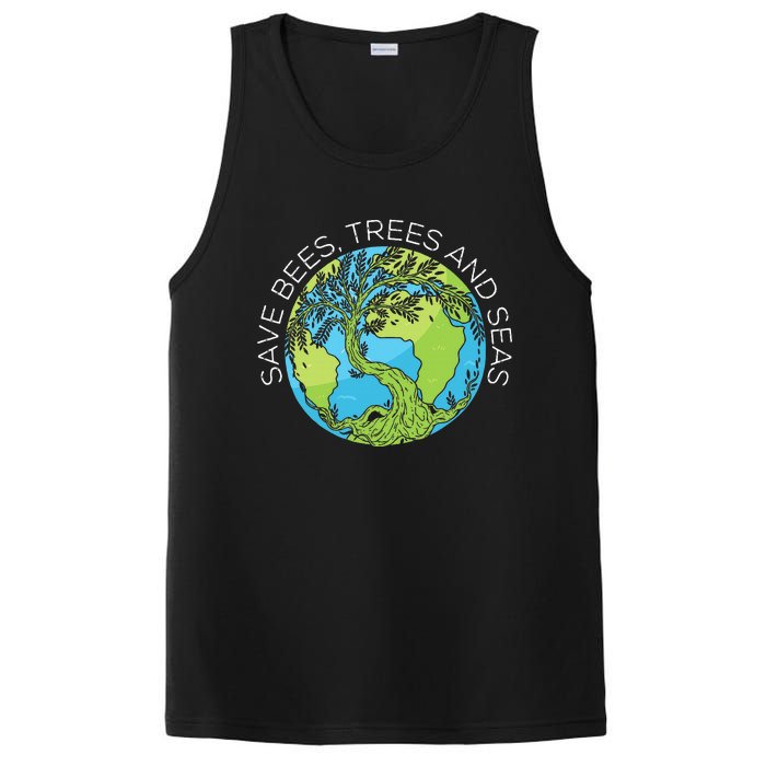 funny Save Bees Trees And Seas Climate Change PosiCharge Competitor Tank