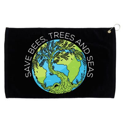 funny Save Bees Trees And Seas Climate Change Grommeted Golf Towel