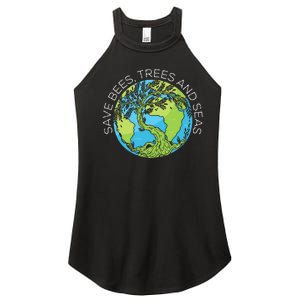 funny Save Bees Trees And Seas Climate Change Women's Perfect Tri Rocker Tank