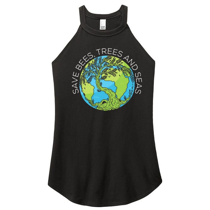 funny Save Bees Trees And Seas Climate Change Women's Perfect Tri Rocker Tank