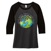 funny Save Bees Trees And Seas Climate Change Women's Tri-Blend 3/4-Sleeve Raglan Shirt