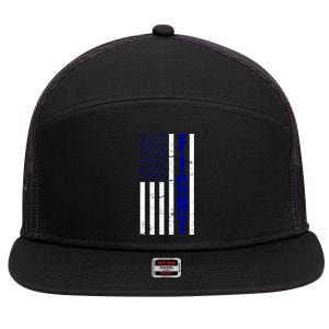 Fight Support Blue American Flag 7 Panel Mesh Trucker Snapback Hat