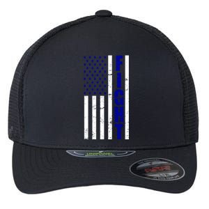 Fight Support Blue American Flag Flexfit Unipanel Trucker Cap