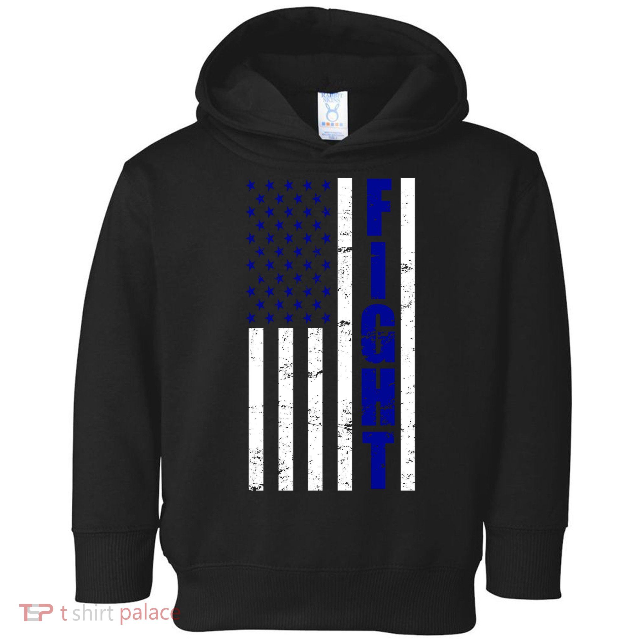 Fight Support Blue American Flag Toddler Hoodie