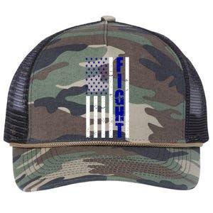 Fight Support Blue American Flag Retro Rope Trucker Hat Cap