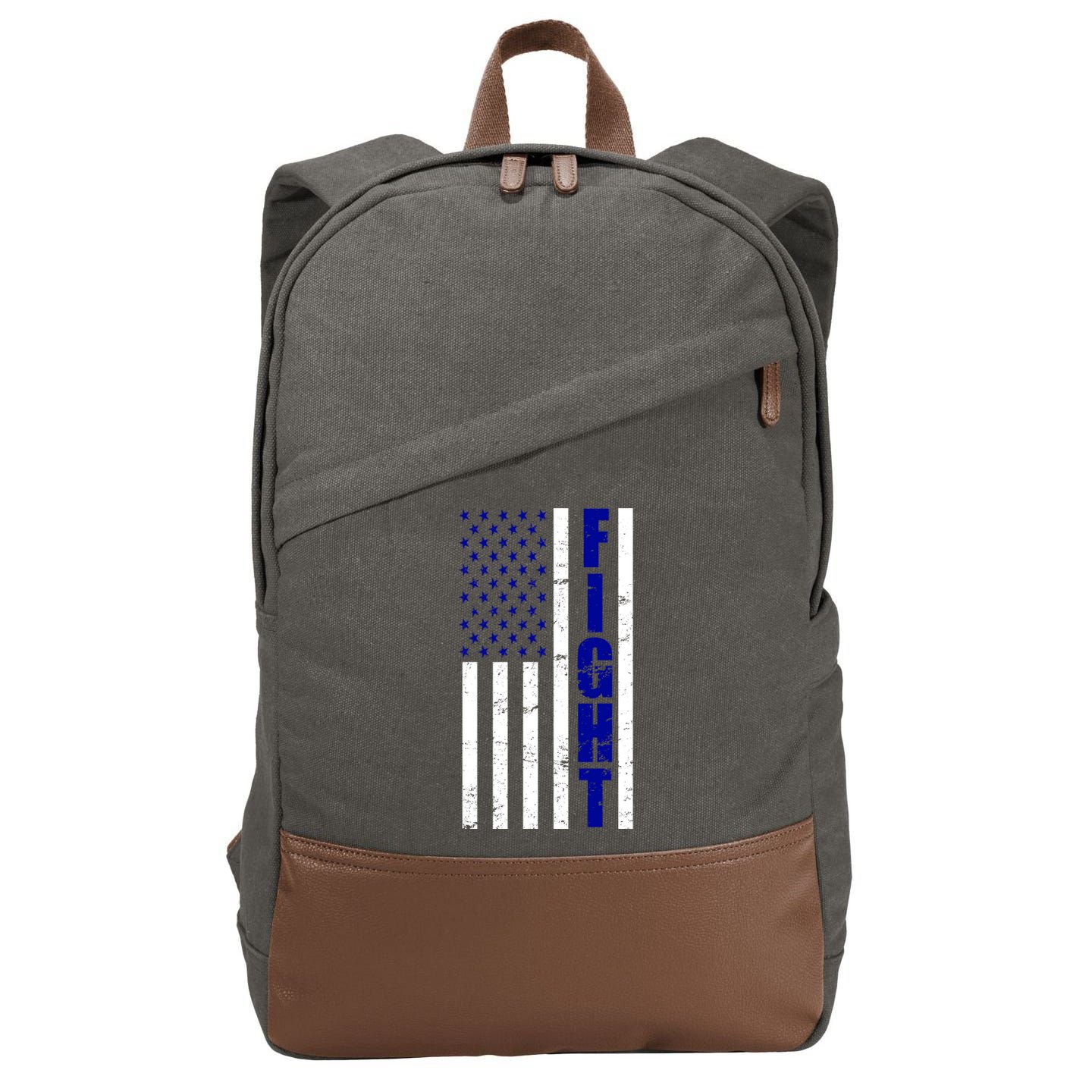 Fight Support Blue American Flag Cotton Canvas Backpack