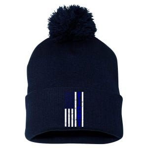 Fight Support Blue American Flag Pom Pom 12in Knit Beanie