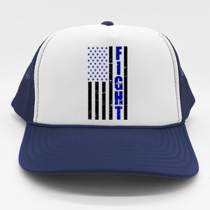 Fight Support Blue American Flag Trucker Hat