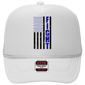 Fight Support Blue American Flag High Crown Mesh Back Trucker Hat