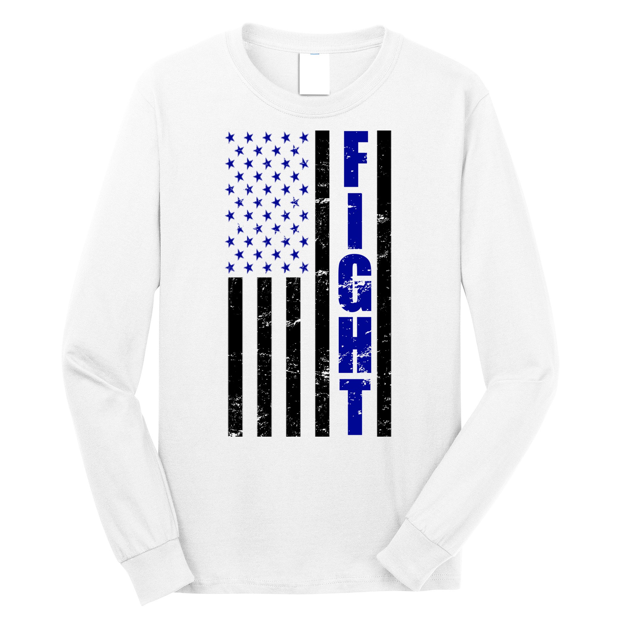 Fight Support Blue American Flag Long Sleeve Shirt