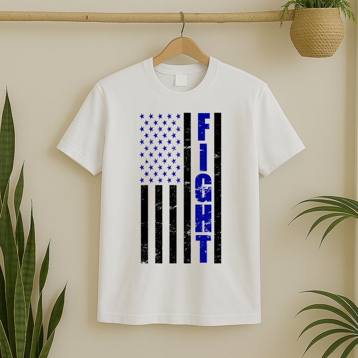 Fight Support Blue American Flag T-Shirt