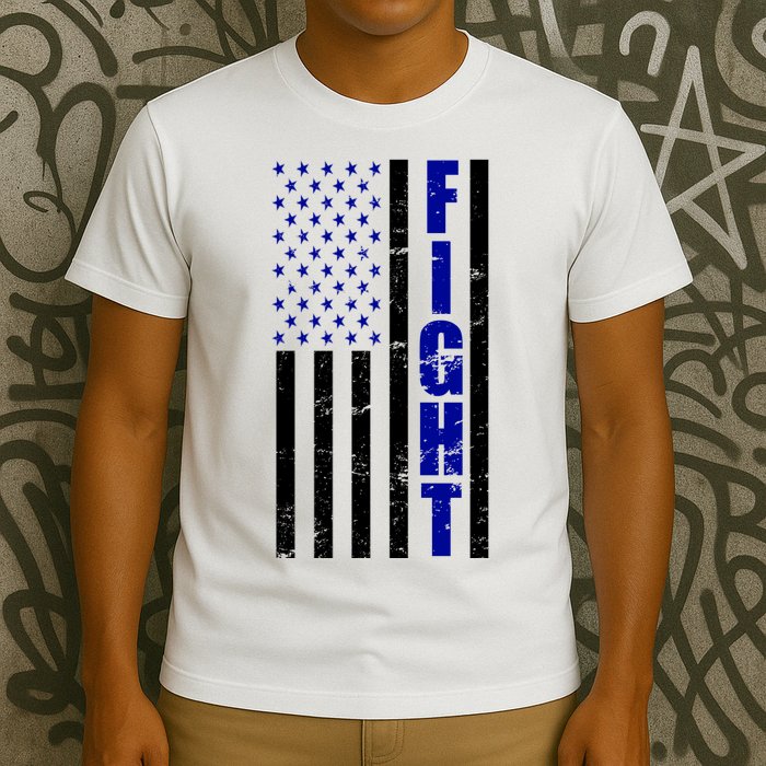 Fight Support Blue American Flag T-Shirt
