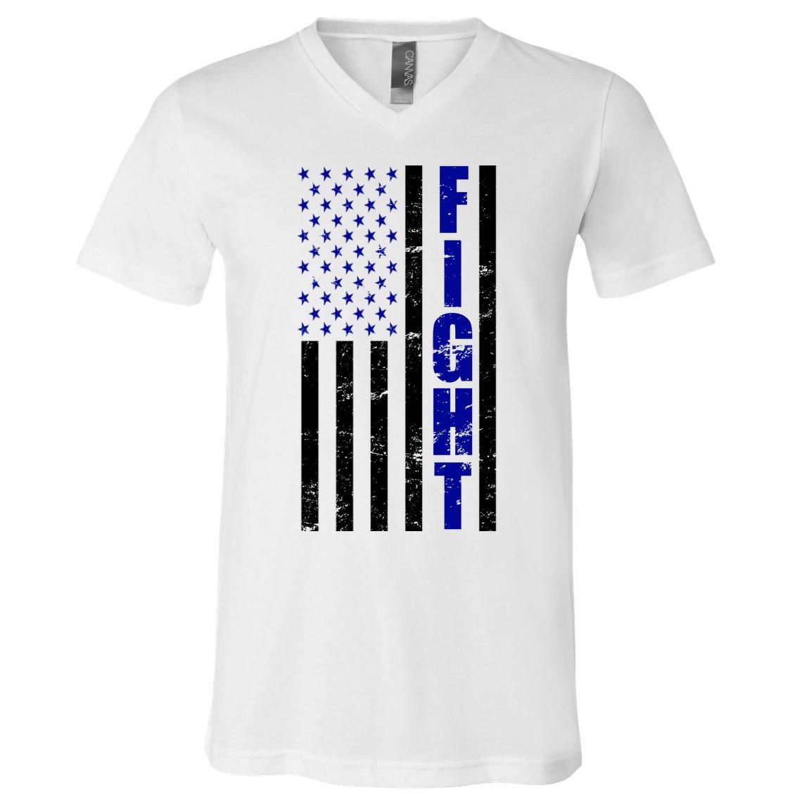 Fight Support Blue American Flag V-Neck T-Shirt