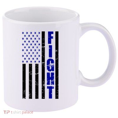 Fight Support Blue American Flag 11oz C Handle Ceramic Mug