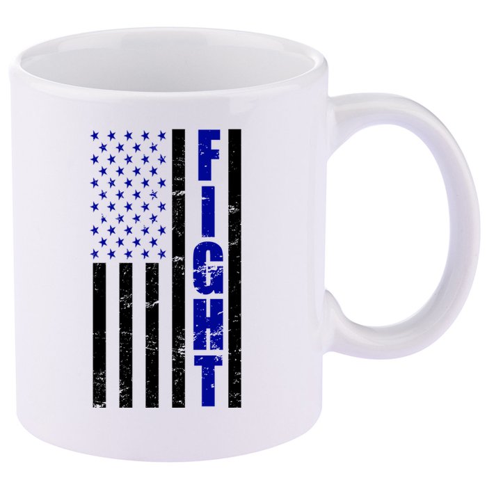 Fight Support Blue American Flag 11oz C Handle Ceramic Mug
