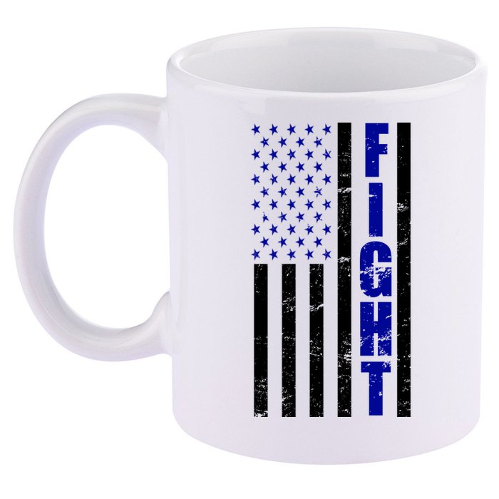 Fight Support Blue American Flag 11oz C Handle Ceramic Mug