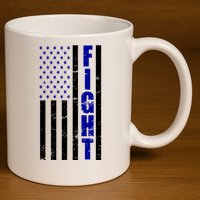 Fight Support Blue American Flag 11oz C Handle Ceramic Mug