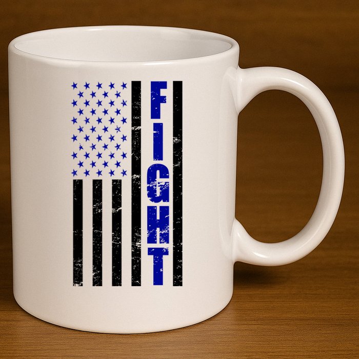 Fight Support Blue American Flag 11oz C Handle Ceramic Mug